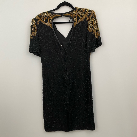 Scala vtg gold beaded dress sz- Large - Picture 3 of 4